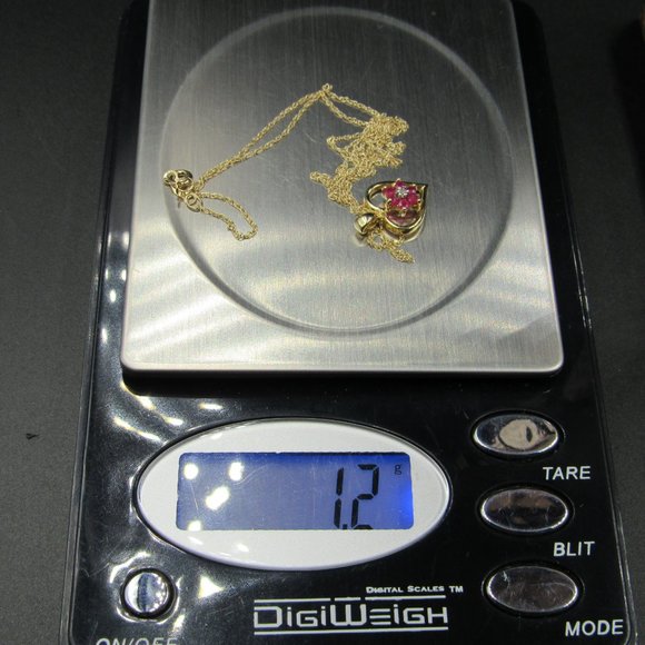 18" 10K Gold Topaz & Diamond Chip Heart Necklace - Picture 7 of 7